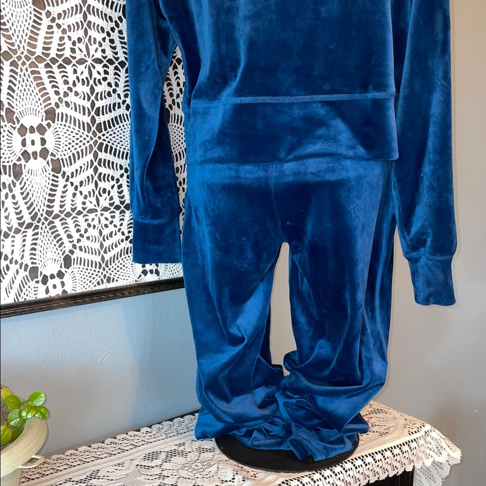 DKNY Women's Rich Blue Velour Hoodie and pants set - Picture 8 of 13